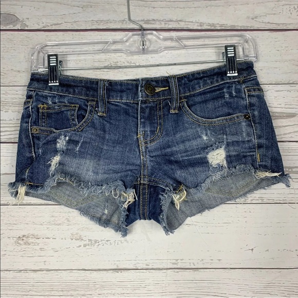 Mossimo Supply Co. Pants - Mossimo Size 1 Dark Blue Distressed Cut Off